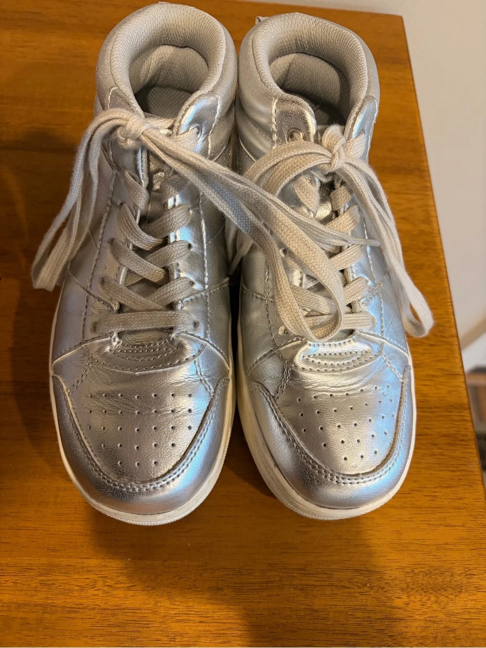 GAP Metallic Silver High-Top Sneakers